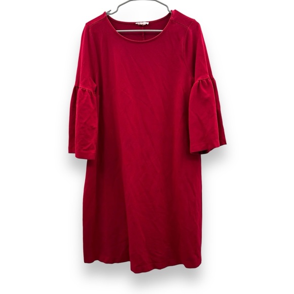 Ingrid & Isabel Maternity Red Flutter 3/4 Sleeve Round Neck Mini Shift Dress M - Picture 3 of 16